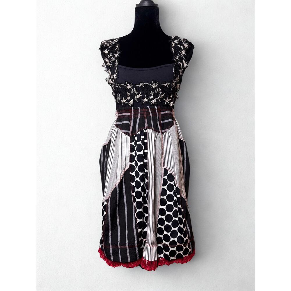 Vintage Y2K Save The Queen Baroque Mixed Pattern Bustier Lace Dress